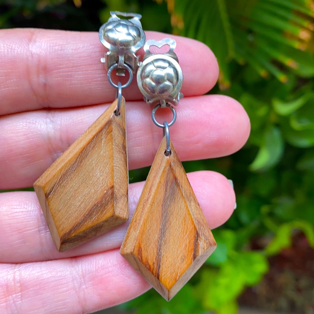 Vintage Olive Wood Earrings